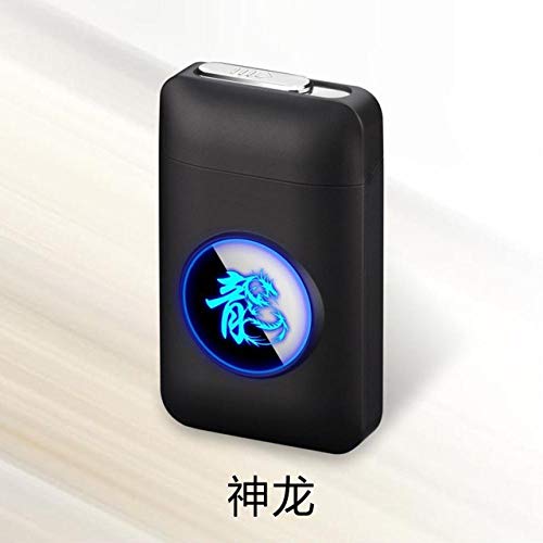 SSJFK mecheros Pitillera de Metal Recargable y Encendedor eléctrico USB ChineseDragon