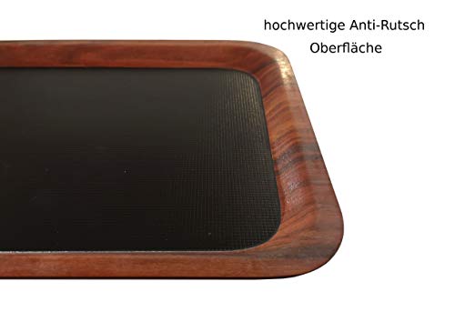 Staab 's Gastro Bandeja rectangular negro de caoba con superficie antideslizante, bandeja camarero, bandeja para servir, cerveza cristal portador, gläserta blett, Negro , 34,5 x 24,5 cm