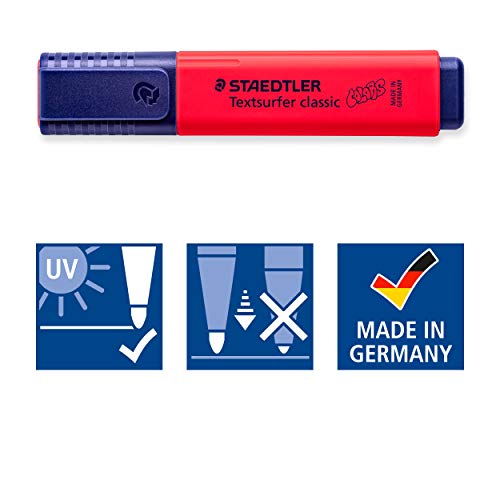 STAEDTLER 364 C-200 VE - Rotulador fluorescente Textsurfer Classic, Marcador de color rojo intenso