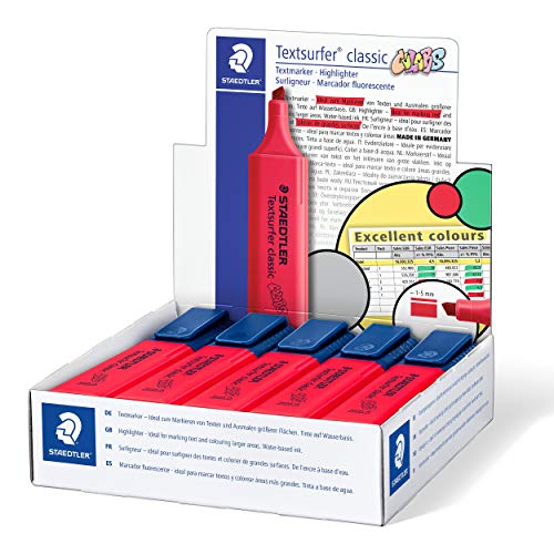 STAEDTLER 364 C-200 VE - Rotulador fluorescente Textsurfer Classic, Marcador de color rojo intenso