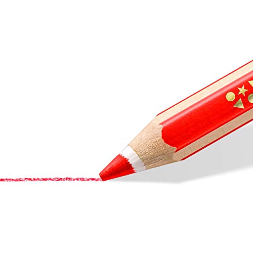STAEDTLER Noris Club 129 NC12P1. Lápiz jumbo de diseño triangular. 12 lapiceros de colores variados y un sacapuntas