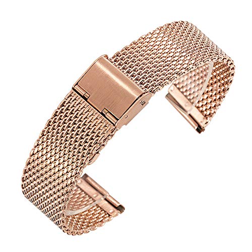 Stainless Steel Mesh Watch Band,22mm Quick Release Watch Strap Mesh,Metal Mesh Watch Strap,for Unisex, Business, Hotel, Travel (Oro Rosa, 20mm)
