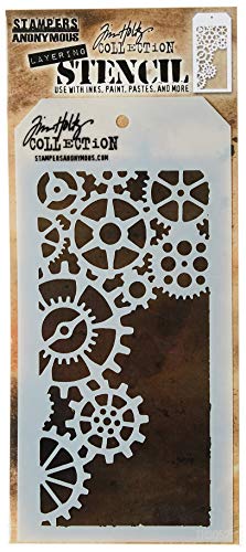 Stampers Anonymous Esténcil en Capas Tim Holtz, diseño de Engranajes de 10,5 x 21,6 cm