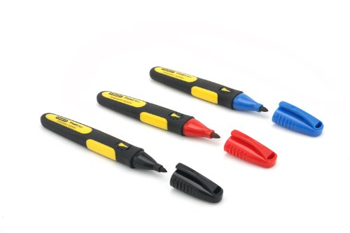 Stanley 0-47-322 Marcador FatMax punta fina – Blister 3 uds (negro, rojo, azul)