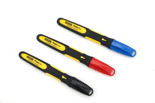 Stanley 0-47-322 Marcador FatMax punta fina – Blister 3 uds (negro, rojo, azul)