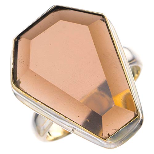 StarGems - Anillo de plata de ley 925 con cuarzo ahumado natural (1/2 D4881)