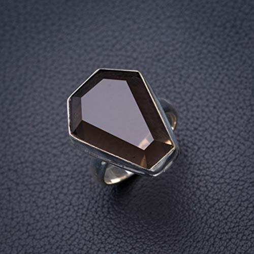 StarGems - Anillo de plata de ley 925 con cuarzo ahumado natural (1/2 D4881)