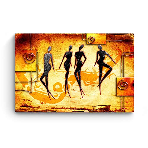 Startonight Cuadro Moderno en Lienzo Pintura Abstracta, Siluetas Amarillas de Mujeres, para Salon Decoración 60 x 90 cm