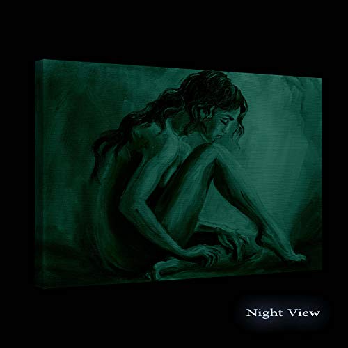 Startonight Cuadro Moderno en Lienzo - Silueta de Mujer Blanco y Negro - Pintura Abstracta para Salon Decoración 60 x 90 cm