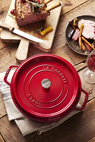 Staub - Olla Cocotte redonda, hierro fundido, rojo cereza, 28 cm