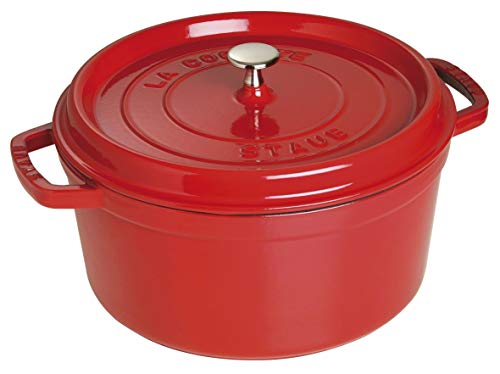 Staub - Olla Cocotte redonda, hierro fundido, rojo cereza, 28 cm