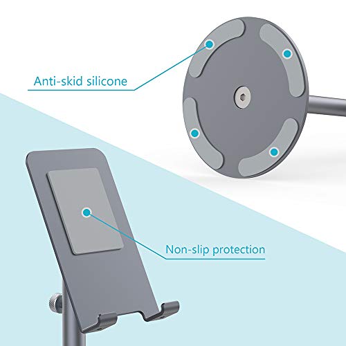 steanum Soporte Móvil, Aleación de Aluminio Soporte para Teléfono Ajustable Tabletas Móvil Teléfono Soporte para iPhone 11/11 Pro/11 Pro MAX/XS/XS MAX/XR/X/8, Galaxy S20/10/9, 7-12.9 Inches Devices