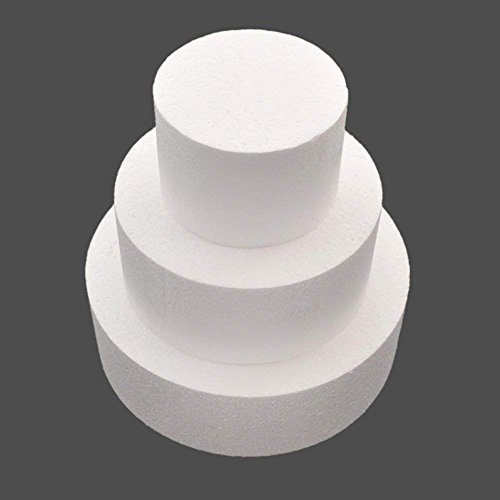 Steellwingsf - Maqueta redonda de espuma de poliestireno para pasteles, azúcar, decoración de flores, modelo de práctica 8" blanco