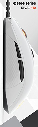SteelSeries Rival 110 - Ratón de juego óptico, iluminación RGB, 6 botones, blanco