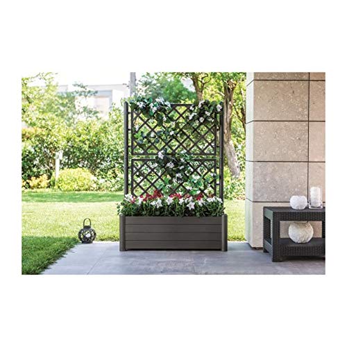 STEFANPLAST 96156-08 - Jardinera rectangular con respaldo, Marrón Oscuro, 80 lt