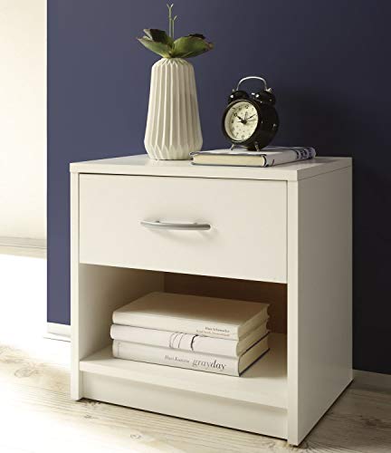 Stella Trading Pepe Mesilla de Noche, Madera, Blanco, 28 x 39 x 41 cm