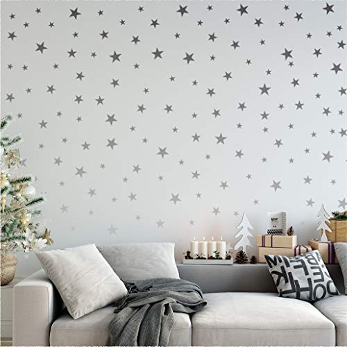 StickerDeen | Pegatinas de estrella de plata para guardería, decoración extraíble Peel & Stick Wall Art Vinilos de vinilo | (166 unidades)