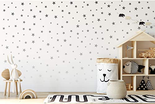 StickerDeen | Pegatinas de estrella de plata para guardería, decoración extraíble Peel & Stick Wall Art Vinilos de vinilo | (166 unidades)