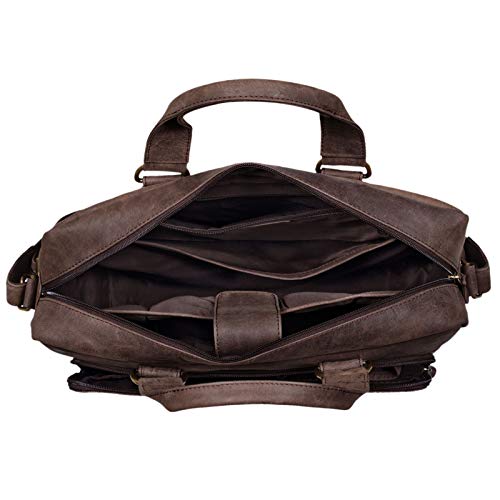 STILORD 'Joshua' Bolso de Negocios o de Mensajero Grande de Piel Vintage para Hombre y Mujer Bolsa para portátil 13.3' maletín o Bandolera de Cuero Genuino, Color:marrón - moscada