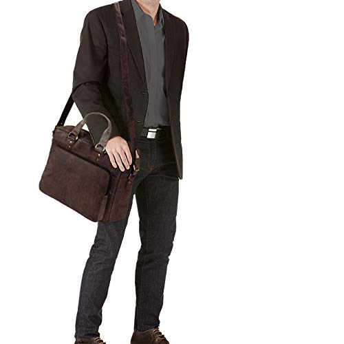 STILORD 'Joshua' Bolso de Negocios o de Mensajero Grande de Piel Vintage para Hombre y Mujer Bolsa para portátil 13.3' maletín o Bandolera de Cuero Genuino, Color:marrón - moscada