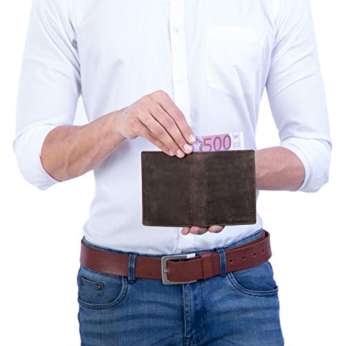STILORD 'Sawyer' RFID Cartera Hombre Piel Billetera Cuero Vintage Monedero Masculino para Tarjetas Monedas y Billetes de Auténtico Cuero, Color:Sevilla - marrón