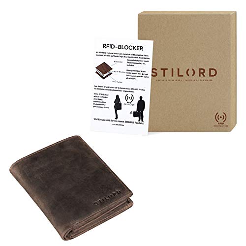 STILORD 'Sawyer' RFID Cartera Hombre Piel Billetera Cuero Vintage Monedero Masculino para Tarjetas Monedas y Billetes de Auténtico Cuero, Color:Sevilla - marrón