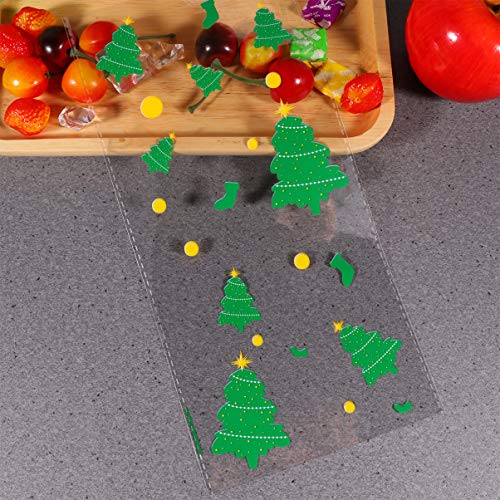 STOBOK 100pcs Bolsas de celofán de Navidad Bolsas de Postre de Galletas de Dulces de árbol de Navidad Suministros para Fiestas navideñas