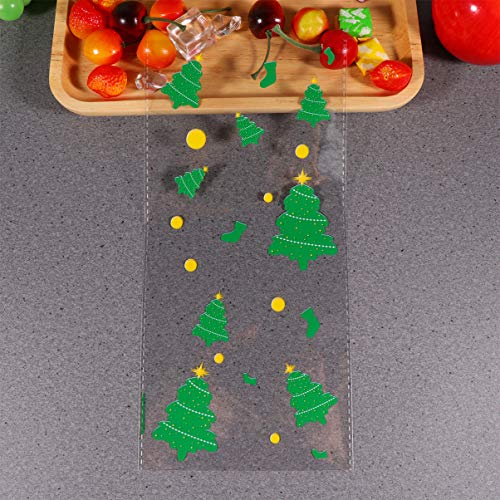STOBOK 100pcs Bolsas de celofán de Navidad Bolsas de Postre de Galletas de Dulces de árbol de Navidad Suministros para Fiestas navideñas