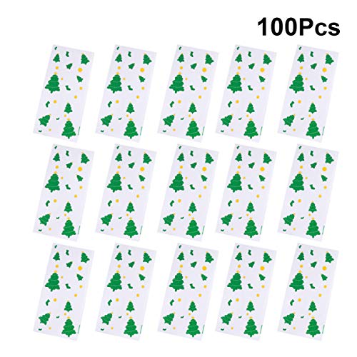 STOBOK 100pcs Bolsas de celofán de Navidad Bolsas de Postre de Galletas de Dulces de árbol de Navidad Suministros para Fiestas navideñas