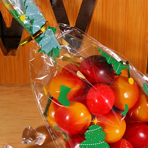 STOBOK 100pcs Bolsas de celofán de Navidad Bolsas de Postre de Galletas de Dulces de árbol de Navidad Suministros para Fiestas navideñas