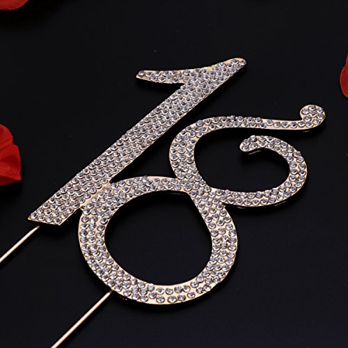 STOBOK Numero 18 Topper Tarta Decoracion para Tartas Cumpleaños 18 Años Cake Topper Strass Cristal Oro