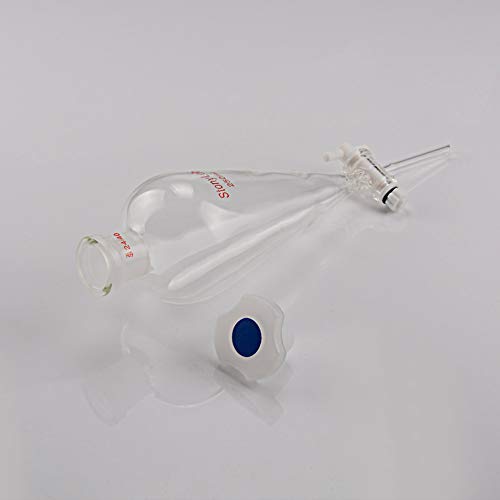 StonyLab 250 ml Embudo Separador, Separatory Funnel de Pared Pesada de Vidrio de Borosilicato con Juntas 24/40 y Tapón PTFE - 250 ml