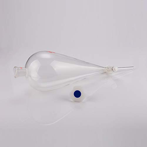 stonylab Embudo Separador de Cónico de Vidrio de Borosilicato con Juntas 24/29 y Tapón PTFE, Separatory Funnel Embudo de Laboratorio - 1000ml