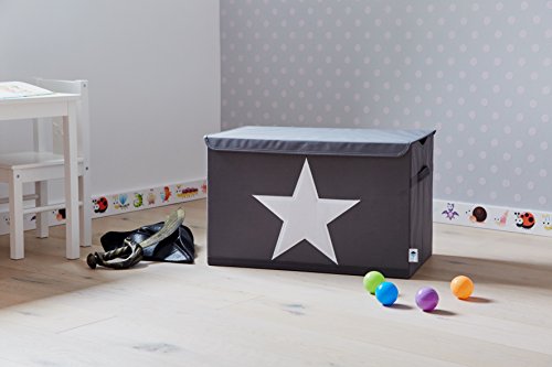 STORE.IT 670360 Juguetes, Gris con Estrella Blanca, poliéster/MDF, 61 x 37 x 38 cm