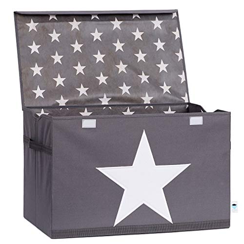 STORE.IT 670360 Juguetes, Gris con Estrella Blanca, poliéster/MDF, 61 x 37 x 38 cm