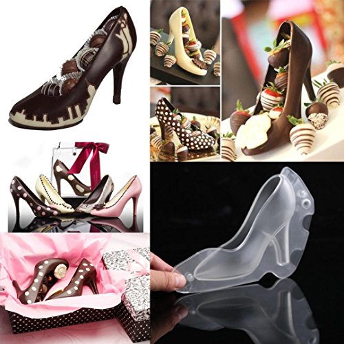 STRIR Tacones de Chocolate Molde, 3D Molde para Chocolate Candy Molde para Zapatos de tacón para Tarta de Boda Decoración DIY, plástico, Transparente
