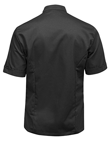 strongAnt® - Chaqueta Cocinero de Manga Corta. Uniforme de Chef Hombre. Ropa de Cocina. Tela de algodón/Tencel - Estilo Delgado, Ajuste Delgado - Hecho en EU - Noir M
