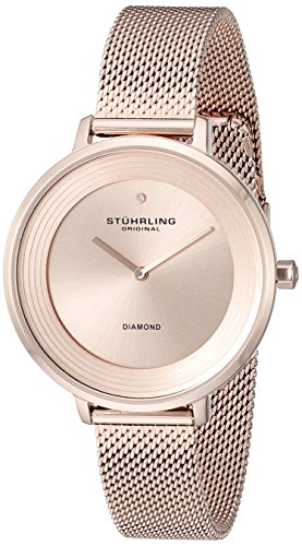 Stuhrling Original Symphony Women's Quartz Watch with Rose Gold Dial Analogue Display and Rose Gold Stainless Steel Bracelet 589. 049999999999