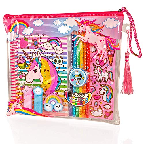 Style Girlz Deluxe Unicorn Stationery Set - Girls Coloring Pencils Cuaderno de Diario Kit de Arte de Estuche de lápices