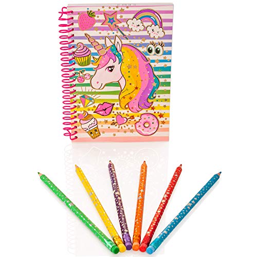 Style Girlz Deluxe Unicorn Stationery Set - Girls Coloring Pencils Cuaderno de Diario Kit de Arte de Estuche de lápices