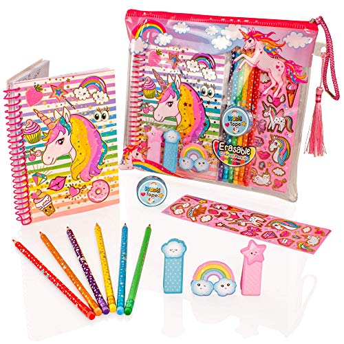 Style Girlz Deluxe Unicorn Stationery Set - Girls Coloring Pencils Cuaderno de Diario Kit de Arte de Estuche de lápices