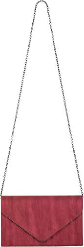 styleBREAKER Bolso de Mano «Clutch» de Mujer en óptica de Pana con Borde Decorativo de Metal, Bolso de Fiesta, Bolso 02012275, Color:Burdeos-Rojo