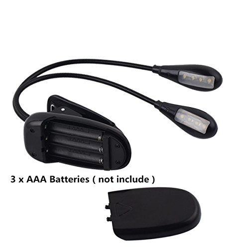 SUAVER luz Flexible Clip,8LED Flexible Luz de Lectura LED Doble Brazo Lámpara,Lámpara para Atril de Música con la Carga del USB para Leer,Trabajar