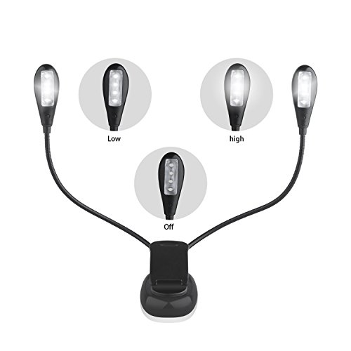 SUAVER luz Flexible Clip,8LED Flexible Luz de Lectura LED Doble Brazo Lámpara,Lámpara para Atril de Música con la Carga del USB para Leer,Trabajar