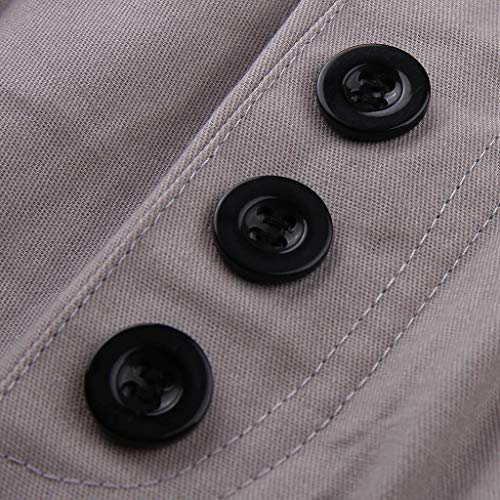 Subfamily Pantalones Casuales Deportivos de Color Sólido con Bolsillo con Cordón para Hombres, Casual Fitness Bodybuilding Pocket Skin Pantalones Deportivos de Cuerpo Entero Gris M