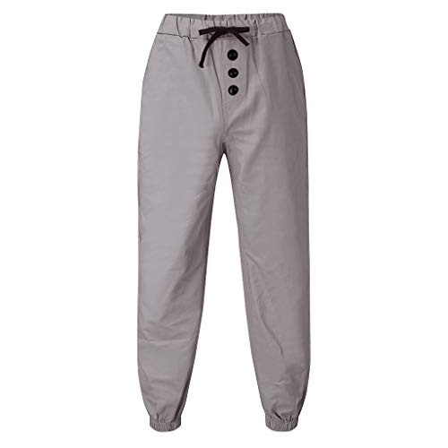 Subfamily Pantalones Casuales Deportivos de Color Sólido con Bolsillo con Cordón para Hombres, Casual Fitness Bodybuilding Pocket Skin Pantalones Deportivos de Cuerpo Entero Gris M