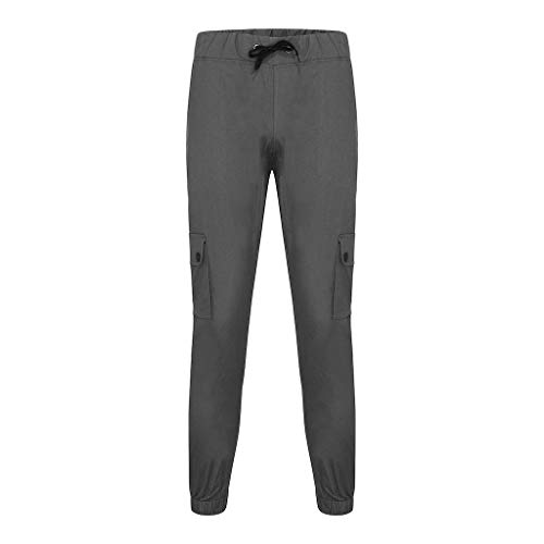 Subfamily Pantalones de Herramientas Deportivas Casuales Multibolsillos de Color Liso para Hombre Azul Marino Pocket Overol Casual Pocket Sport Work Pantalones de Pantalón Casuales Gris Oscuro XXXL