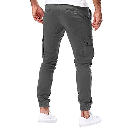 Subfamily Pantalones de Herramientas Deportivas Casuales Multibolsillos de Color Liso para Hombre Azul Marino Pocket Overol Casual Pocket Sport Work Pantalones de Pantalón Casuales Gris Oscuro XXXL