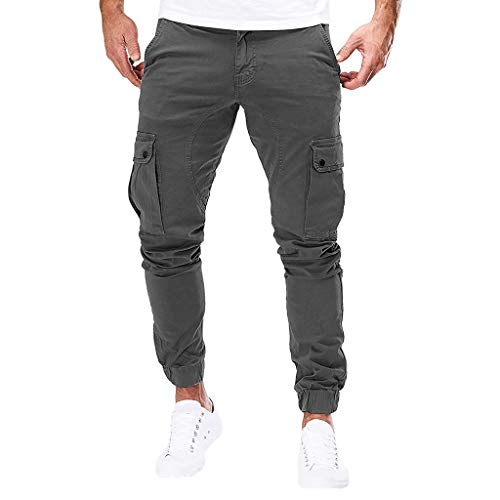 Subfamily Pantalones de Herramientas Deportivas Casuales Multibolsillos de Color Liso para Hombre Azul Marino Pocket Overol Casual Pocket Sport Work Pantalones de Pantalón Casuales Gris Oscuro XXXL