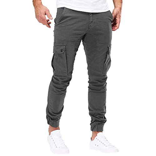 Subfamily Pantalones de Herramientas Deportivas Casuales Multibolsillos de Color Liso para Hombre Azul Marino Pocket Overol Casual Pocket Sport Work Pantalones de Pantalón Casuales Gris Oscuro XXXL
